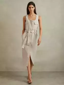 Платье Reiss Elin Utility Midi, цвет stone