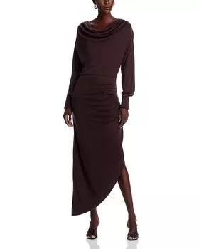 Платье REISS Fleur из джерси с драпировкой, коричневый