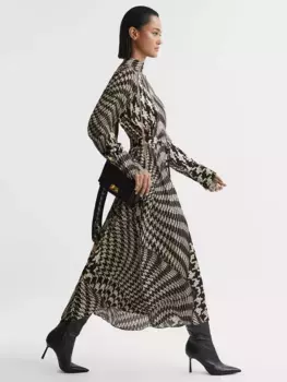 Платье Reiss Kate Abstract Dogtooth, цвет black/white
