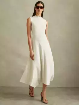 Платье Reiss Lani Hybrid Midi, слоновая кость