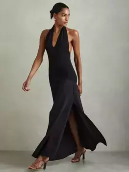 Платье Reiss Rene Halterneck Maxi, темно-синий