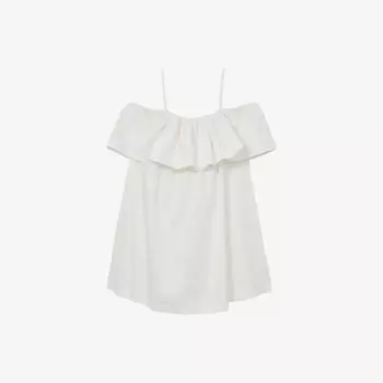 Платье Reiss с открытыми плечами и рюшами, белый