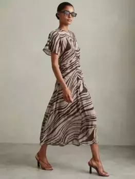 Платье Reiss Tabitha Abstract, цвет brown/cream
