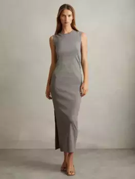 Платье Reiss Truly Ribbed Ruched Jersey Midi, цвет charcoal