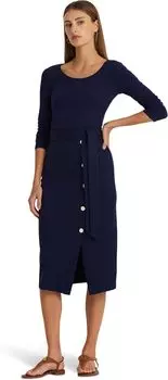 Платье рельефной вязки с поясом LAUREN Ralph Lauren, цвет Rfd Nvy