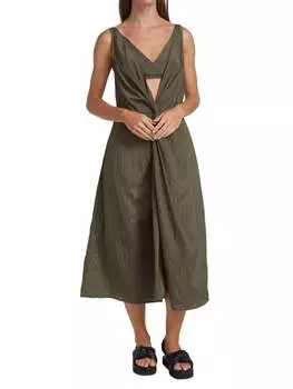 Платье Renada Deveaux New York миди с перекручиванием спереди, темно-зеленый