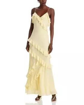 Платье Rialto с рюшами LoveShackFancy, желтый