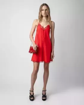 Платье Ristyz из шелка с кружевом Zadig & Voltaire, красный