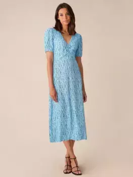 Платье Ro&Zo Dash Print Ruched Midi, синий