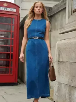 Платье Ro&Zo Denim Column Midi, синий