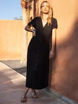 Платье Ro&Zo Midi из джерси на пуговицах, черный