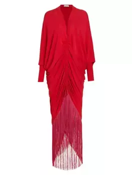Платье Rosalyn из джерси с бахромой Silvia Tcherassi, цвет rouge