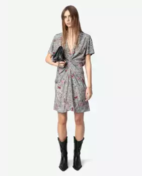 Платье Rozom из атласа с короткими рукавами Zadig & Voltaire, синий