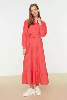 Платье - Розовый - Платье-рубашка Trendyol Modest, розовый