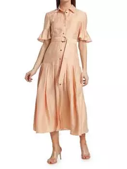 Платье-рубашка Acler из смеси льна lockwood, peach