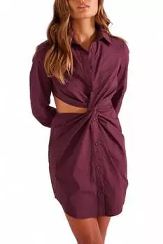 Платье-рубашка Allegra Twisted в бордовом цвете MINKPINK
