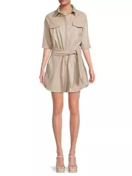 Платье-рубашка Area Stars из искусственной кожи с поясом, бежевый