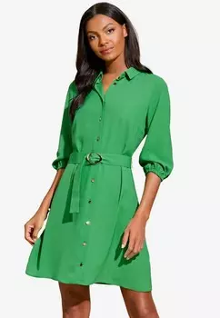 Платье-рубашка BELTED BUTTON THROUGH MINI REGULAR FIT Lipsy, зеленый