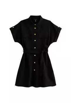 Платье-рубашка Belted Utility New Look, черное