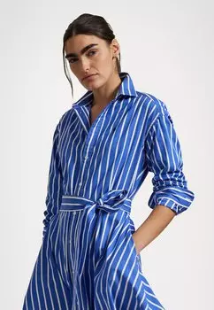Платье-рубашка BELTED WIDE STRIPE COTTON SHIRTDRESS Polo Ralph Lauren, синий