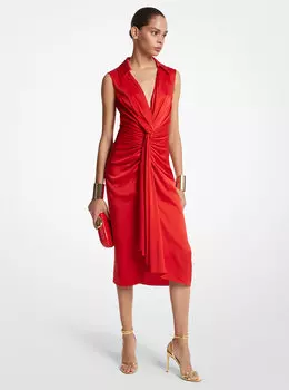 Платье-рубашка без рукавов из атласа Charmeuse Michael Kors