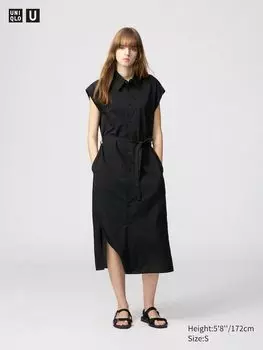 Платье-Рубашка (без рукавов) Uniqlo, черный