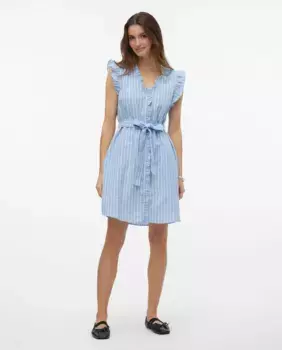 Платье-рубашка без рукавов Vero Moda, светло-голубой