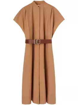 Платье-рубашка без воротника JIL SANDER, коричневый