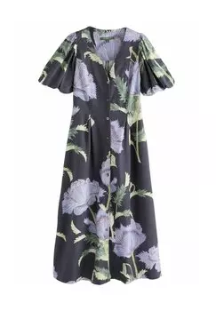 Платье-рубашка BUTTON DOWN PUFF SLEEVE Next, синий