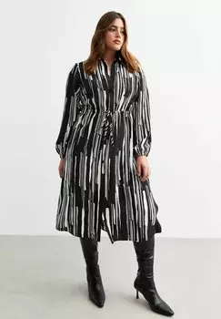Платье-рубашка CURVES STRIPED MIDI New Look Curves, черный