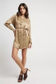 Платье рубашка цвета хаки с поясом River Island, зеленый