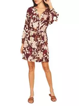 Платье-рубашка Daniel Rainn с поясом и цветочным принтом christine, красный