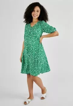 Платье-рубашка DITSY PRINT V-NECK MATERNITY REGULAR FIT JoJo Maman Bb, зеленый