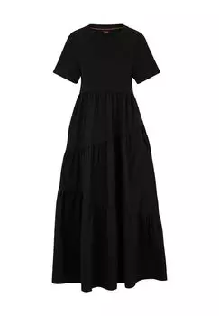 Платье-рубашка, длина 7/8, короткий рукав, женское Hugo Boss, черный