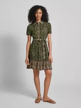 Платье-рубашка длиной до колена с узором по всей поверхности Apricot, хаки
