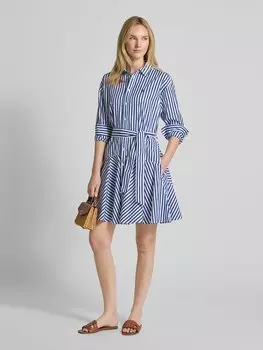 Платье-рубашка длиной до колена с завязывающимся поясом Polo Ralph Lauren, синий