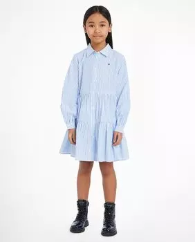 Платье-рубашка для девочки с длинными рукавами Tommy Hilfiger, синий