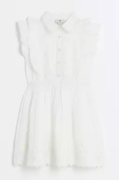 Платье-Рубашка для девочки с объемными рюшами River Island, белый