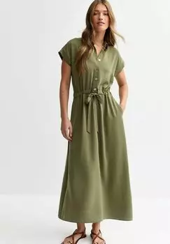 Платье-рубашка DRAWSTRING TEXTURED MIDI New Look, хаки