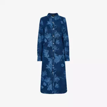 Платье-рубашка джинсовое Whistles с принтом, синий