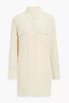 Платье-рубашка Ellene из шелкового крепа в клетку EQUIPMENT, кремовый
