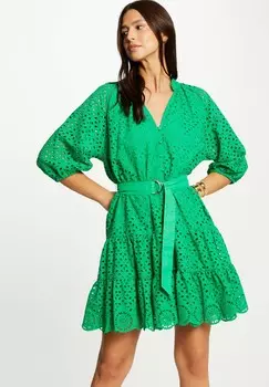Платье-рубашка Embroidered A-Line Mini Morgan, зеленый
