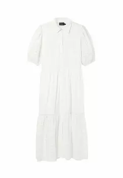 Платье-рубашка Embroidered Midi Desigual, белое