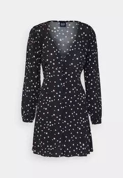 Платье-рубашка Gap Button Front Mini, черный
