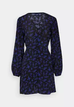 Платье-рубашка Gap Button Front Mini, синий