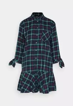 Платье-рубашка Gap Plaid Flounce, синий