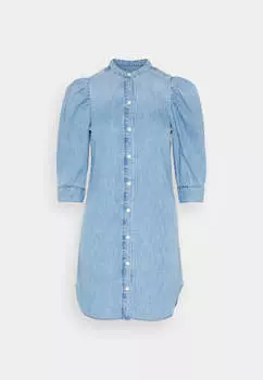 Платье-рубашка Gap Puff Sleeve Denim, голубой