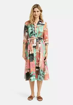 Платье-рубашка GEMUSTERTES MIT 3/4-RMELN MILANO ITALY, зеленый