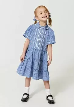 Платье-рубашка Gingham School And Scrunchie Set Clarks, синий