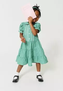 Платье-рубашка Gingham School And Scrunchie Set Clarks, зеленый